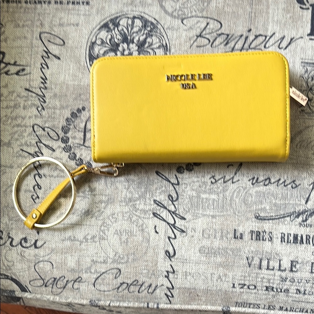 Nicole Lee large USA Yellow Zip Wallet Wristlet
